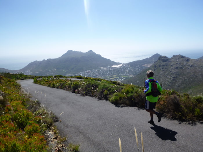 Pounding down the tar road off Constantiaberg