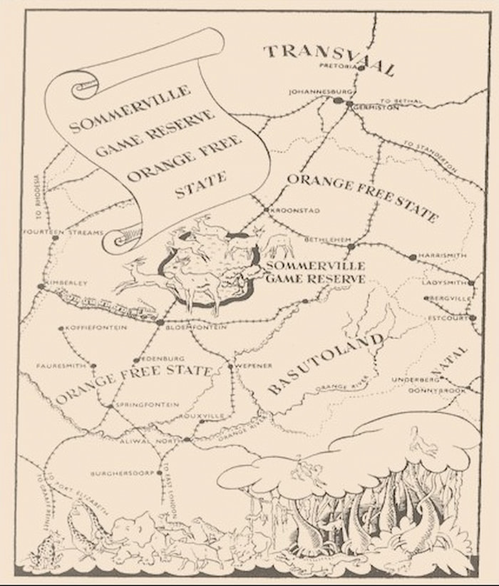 historical map of the Sommerville Game Reserve