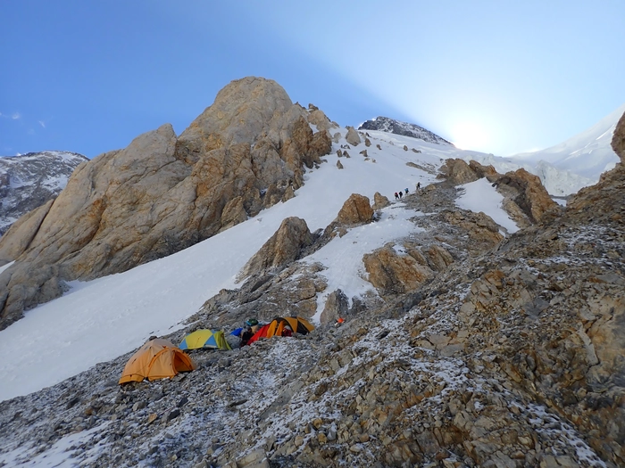 Climbers above Camp 1