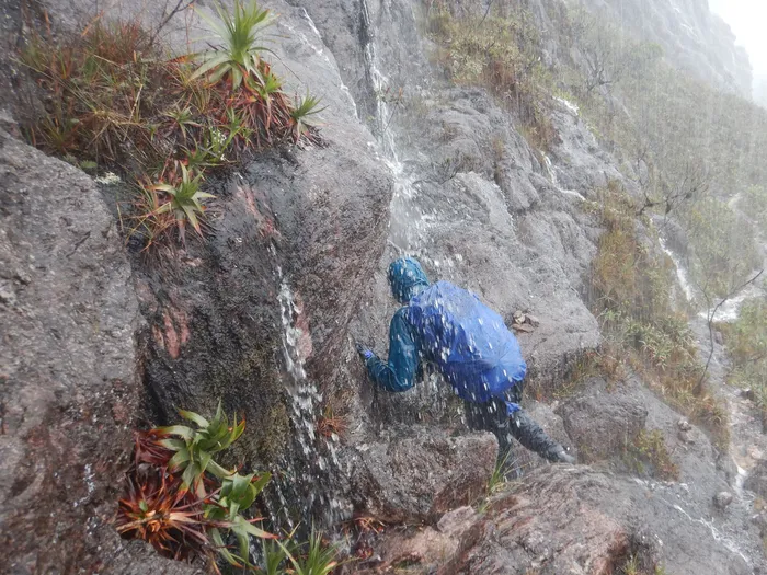 A watery descent down the side of the mountain