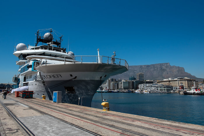 ocean x africa mission ocean explorer ship docked in cape town bay