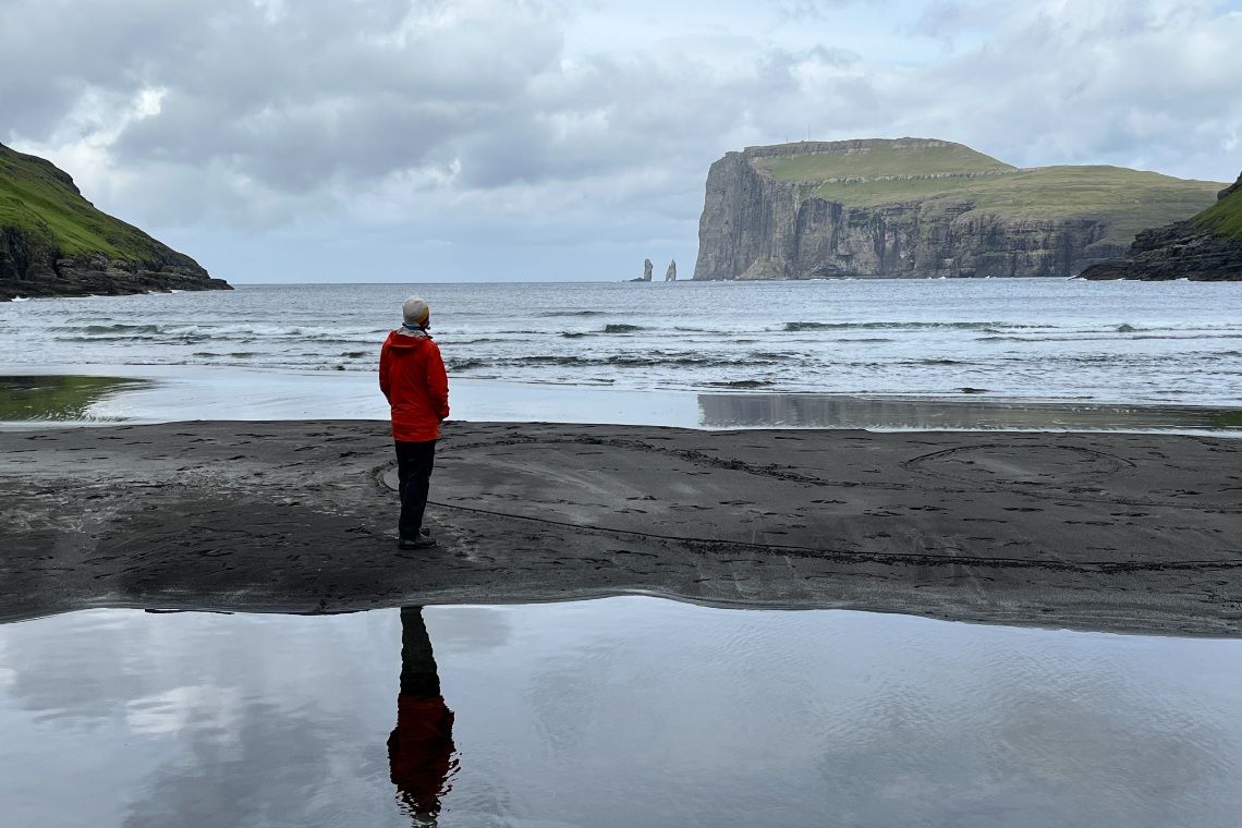 Staring out onto the ocean on the Faroe Islands.