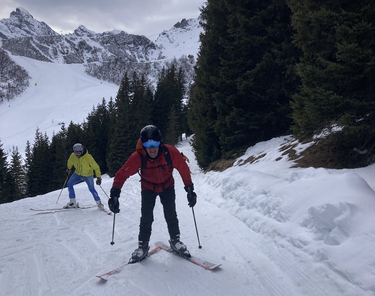 Fiona and Matthew heading up the inferno race, staggering with difficulty but ultimately reaching their Goal