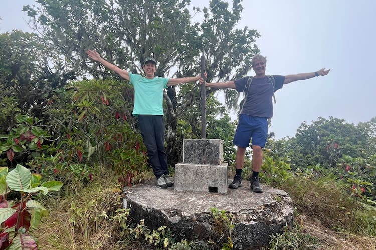 The middle of a hike in the rainforest.