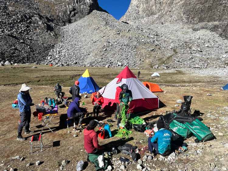 The Optimal Camp Setup near the base of a mountain.